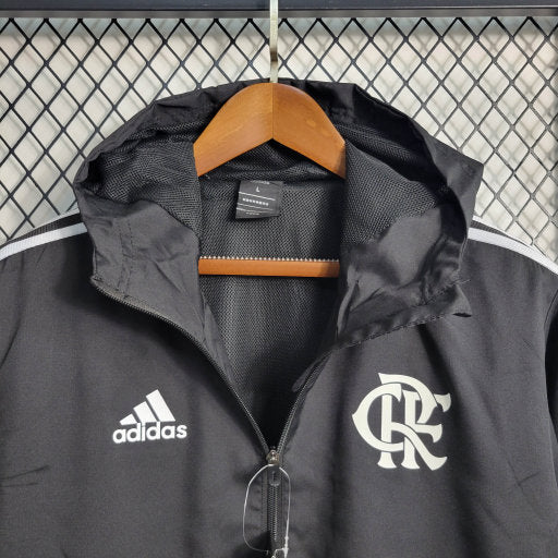 Jaqueta Corta Vento Flamengo 22/23 - Lançamento - Preto e Branco