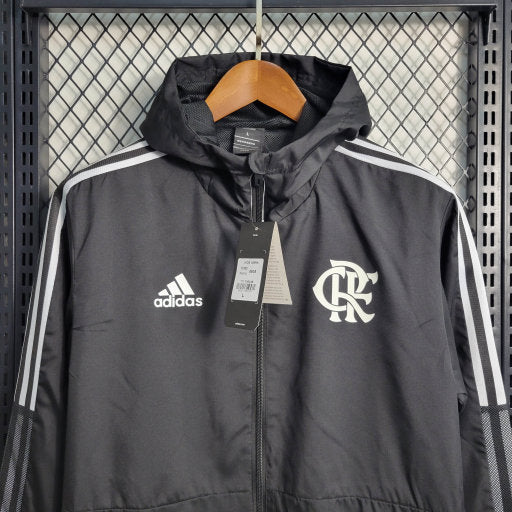 Jaqueta Corta Vento Flamengo 22/23 - Lançamento - Preto e Branco