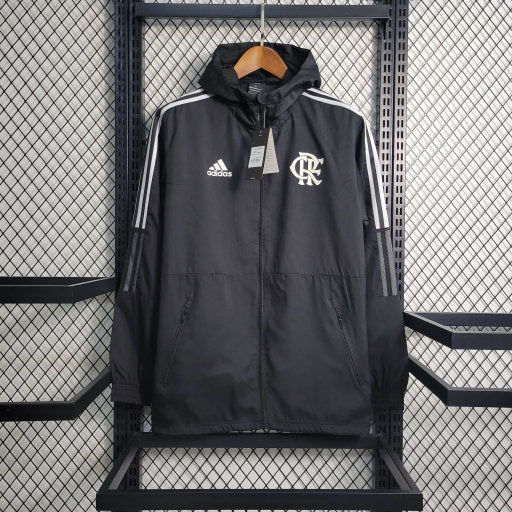 Jaqueta Corta Vento Flamengo 22/23 - Lançamento - Preto e Branco